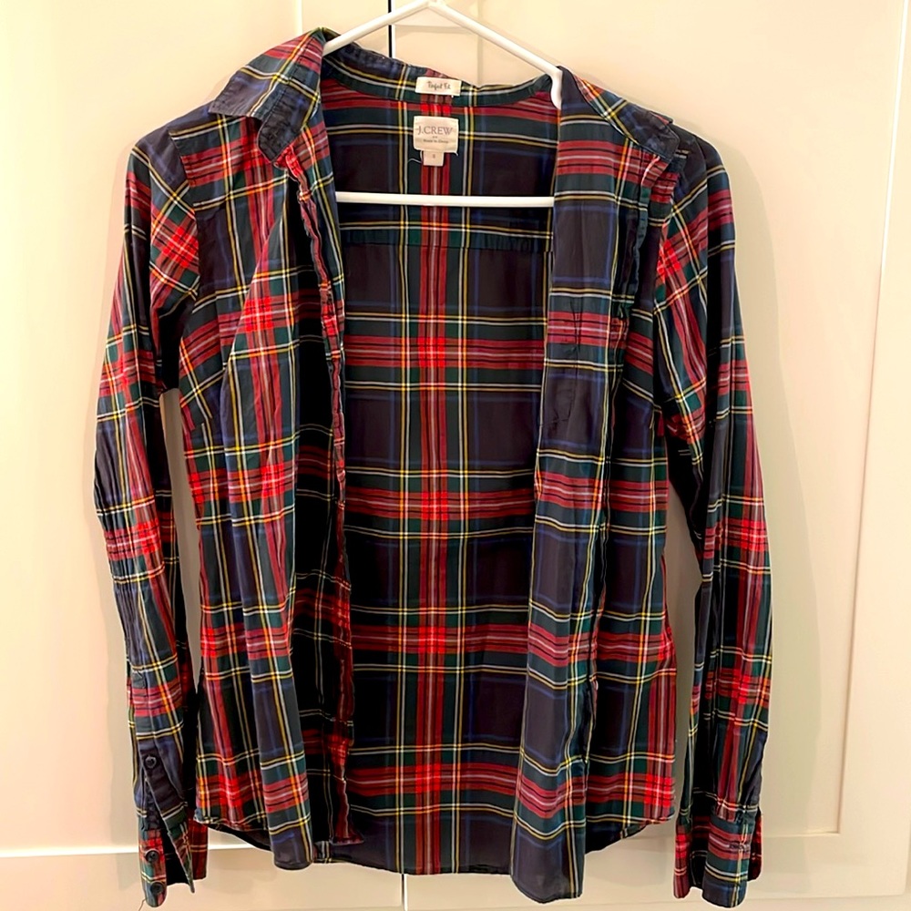Plaid J.Crew long sleeve button up shirt